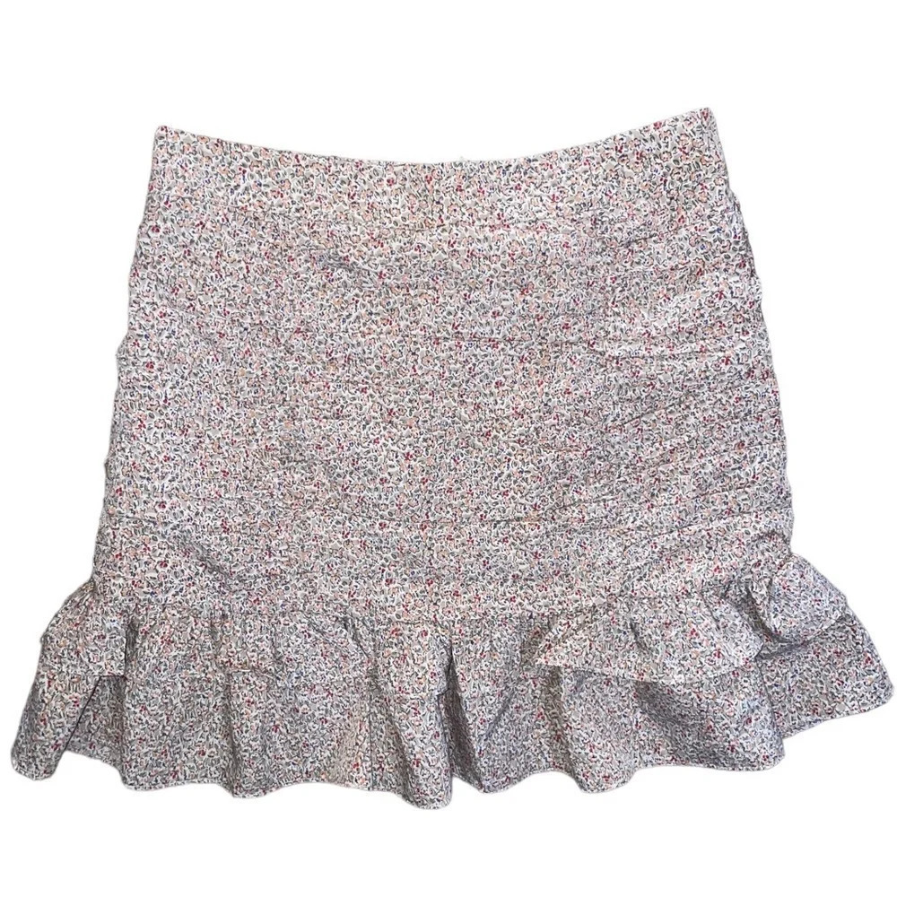 PAPAYA Ruffled Mini Skirt Floral Zip Up Back Size Small Bohemian Summer Preppy
